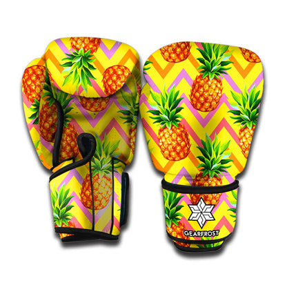 Pastel Zig Zag Pineapple Pattern Print Boxing Gloves