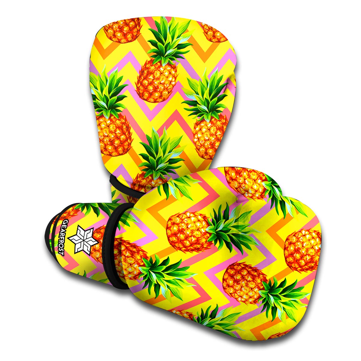 Pastel Zig Zag Pineapple Pattern Print Boxing Gloves