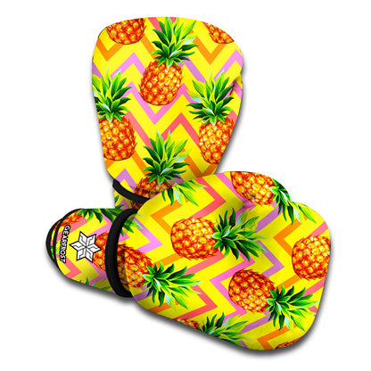Pastel Zig Zag Pineapple Pattern Print Boxing Gloves