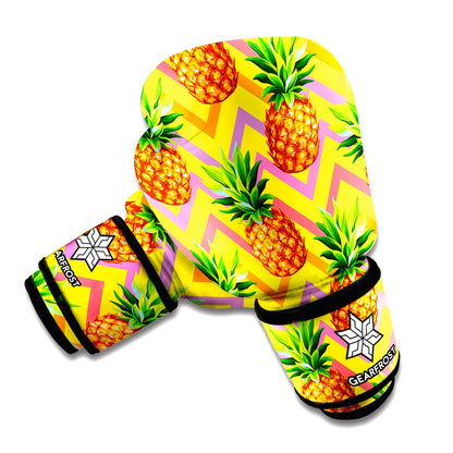 Pastel Zig Zag Pineapple Pattern Print Boxing Gloves