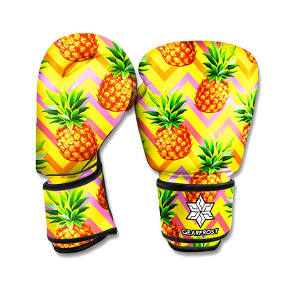 Pastel Zig Zag Pineapple Pattern Print Boxing Gloves