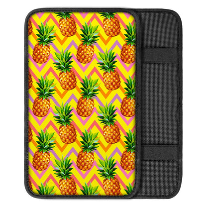 Pastel Zig Zag Pineapple Pattern Print Car Center Console Cover