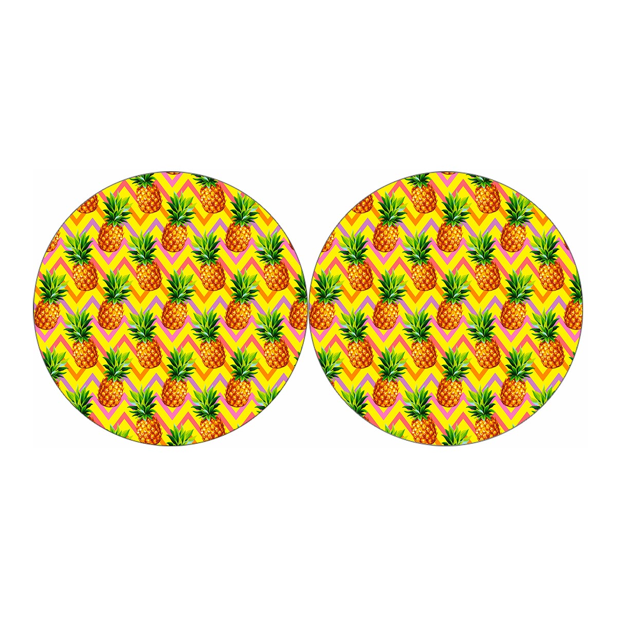 Pastel Zig Zag Pineapple Pattern Print Car Coasters