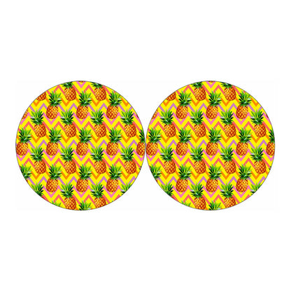 Pastel Zig Zag Pineapple Pattern Print Car Coasters