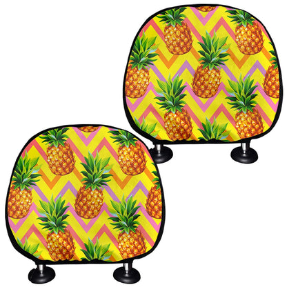 Pastel Zig Zag Pineapple Pattern Print Car Headrest Covers