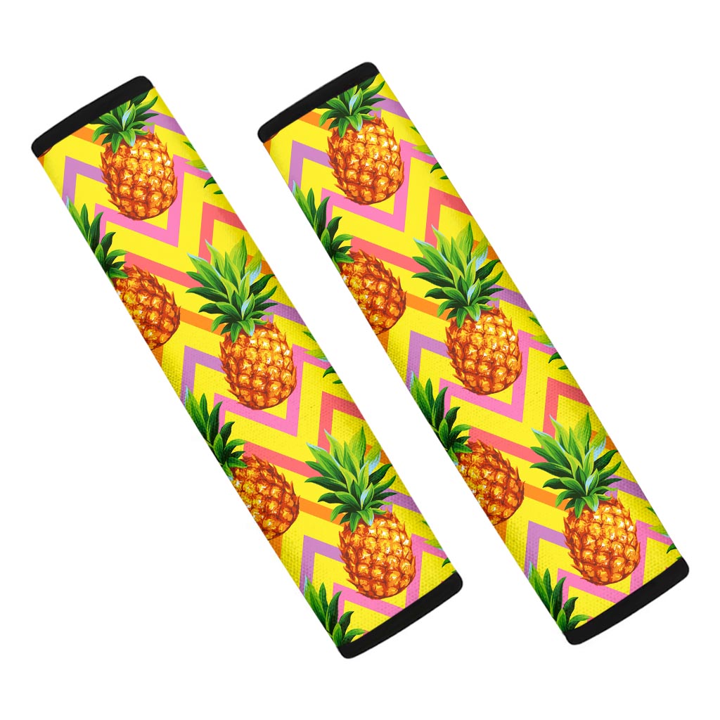 Pastel Zig Zag Pineapple Pattern Print Car Seat Belt Covers