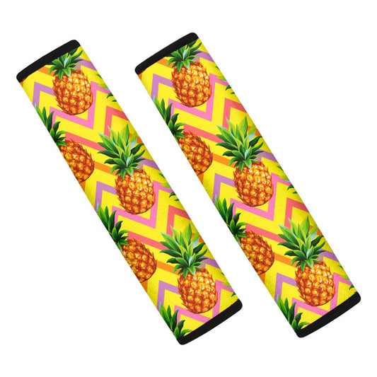 Pastel Zig Zag Pineapple Pattern Print Car Seat Belt Covers