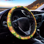 Pastel Zig Zag Pineapple Pattern Print Car Steering Wheel Cover