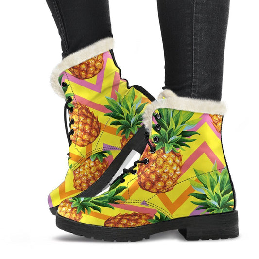 Pastel Zig Zag Pineapple Pattern Print Comfy Boots GearFrost