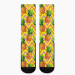 Pastel Zig Zag Pineapple Pattern Print Crew Socks