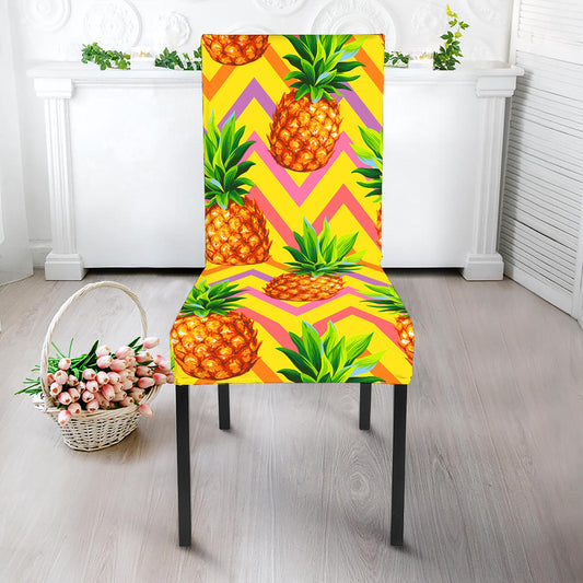 Pastel Zig Zag Pineapple Pattern Print Dining Chair Slipcover