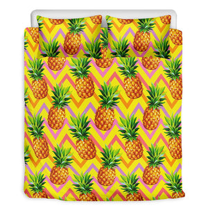 Pastel Zig Zag Pineapple Pattern Print Duvet Cover Bedding Set
