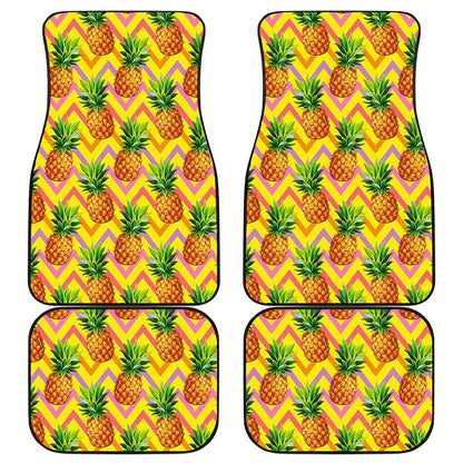 Pastel Zig Zag Pineapple Pattern Print Front and Back Car Floor Mats