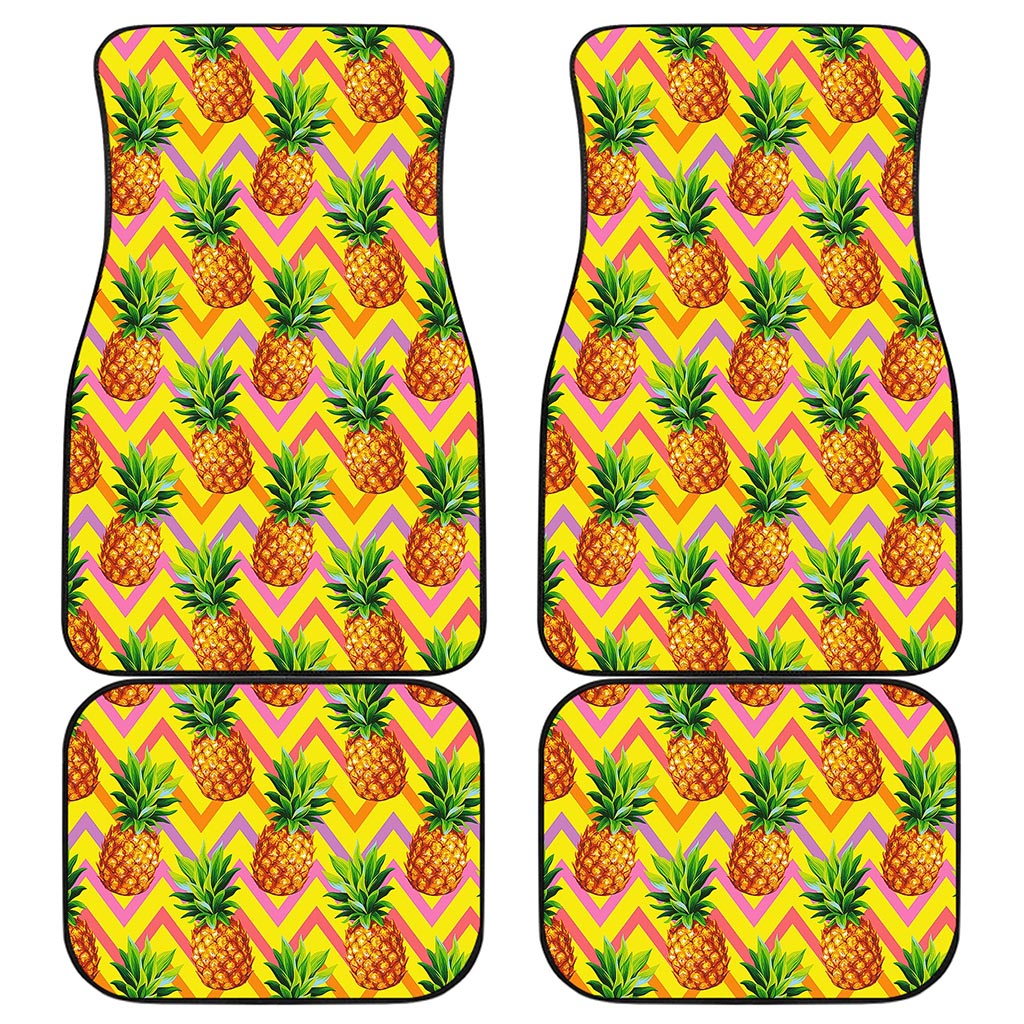 Pastel Zig Zag Pineapple Pattern Print Front and Back Car Floor Mats