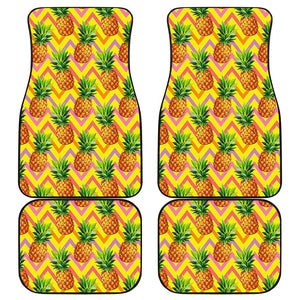 Pastel Zig Zag Pineapple Pattern Print Front and Back Car Floor Mats