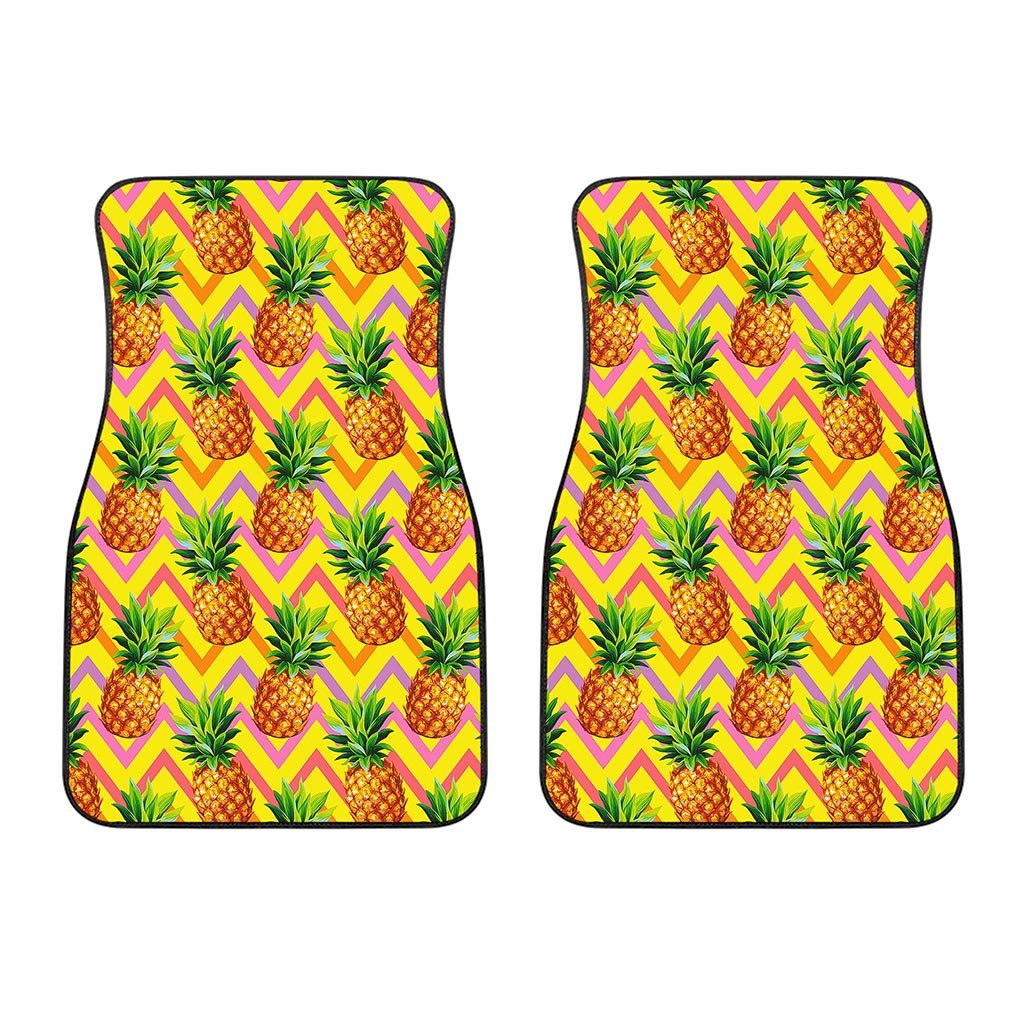 Pastel Zig Zag Pineapple Pattern Print Front Car Floor Mats
