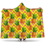 Pastel Zig Zag Pineapple Pattern Print Hooded Blanket