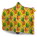 Pastel Zig Zag Pineapple Pattern Print Hooded Blanket