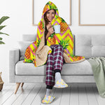 Pastel Zig Zag Pineapple Pattern Print Hooded Blanket