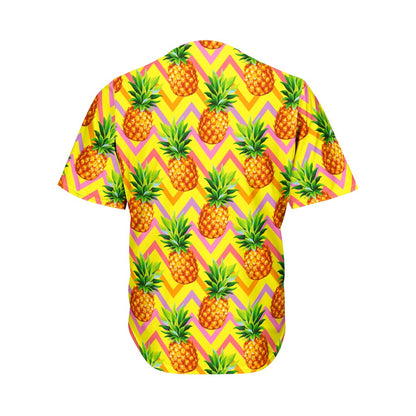 Pastel Zig Zag Pineapple Pattern Print Men's Baseball Jersey
