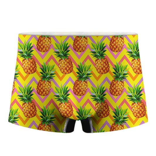 Pastel Zig Zag Pineapple Pattern Print Men's Boxer Briefs