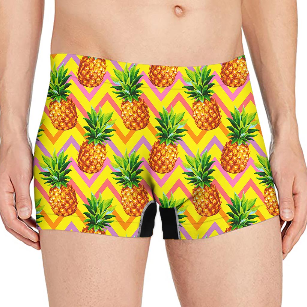 Pastel Zig Zag Pineapple Pattern Print Men's Boxer Briefs