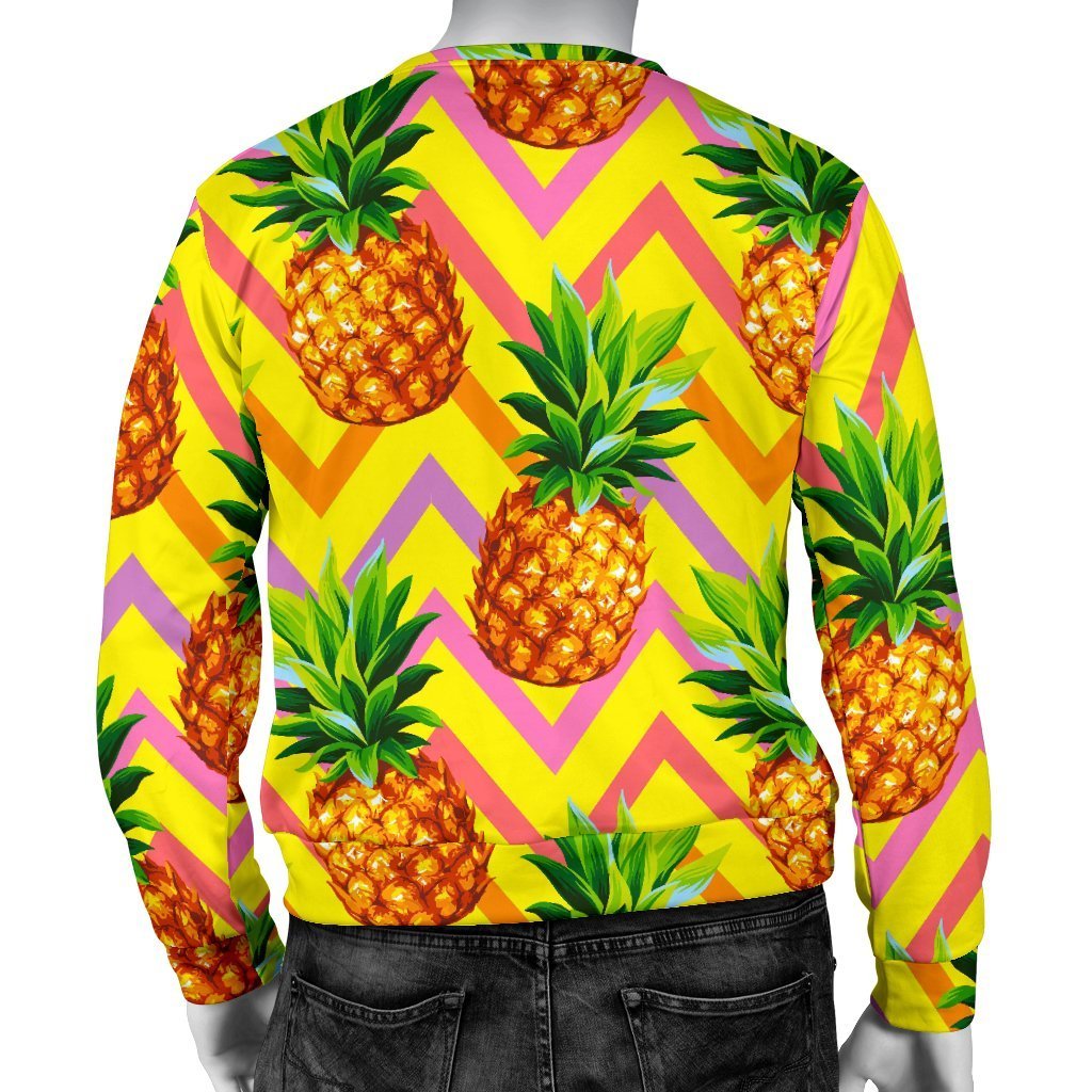 Pastel Zig Zag Pineapple Pattern Print Men's Crewneck Sweatshirt GearFrost