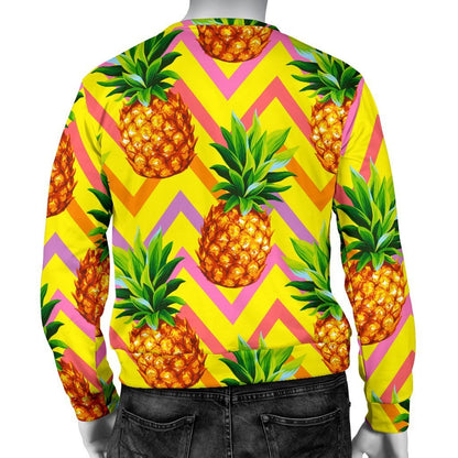 Pastel Zig Zag Pineapple Pattern Print Men's Crewneck Sweatshirt GearFrost