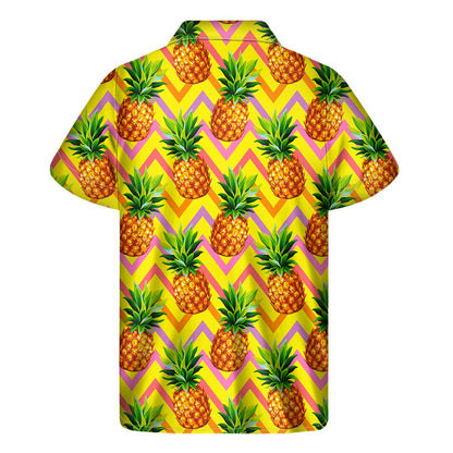 Pastel Zig Zag Pineapple Pattern Print Men's Short Sleeve Shirt
