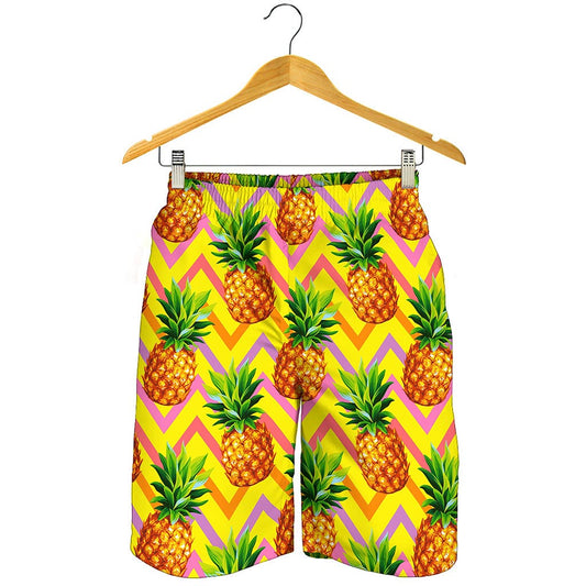Pastel Zig Zag Pineapple Pattern Print Men's Shorts