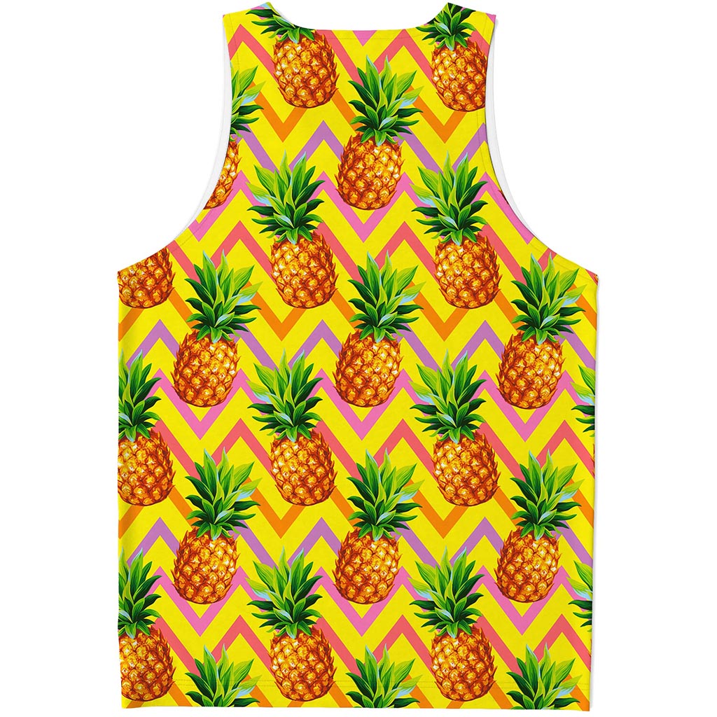 Pastel Zig Zag Pineapple Pattern Print Men's Tank Top