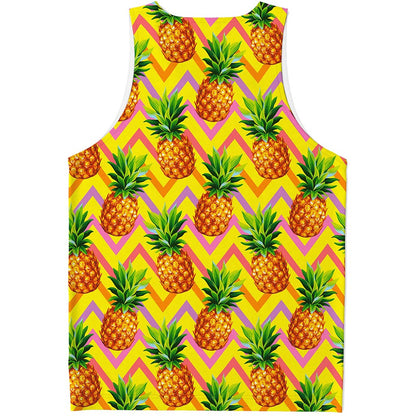 Pastel Zig Zag Pineapple Pattern Print Men's Tank Top