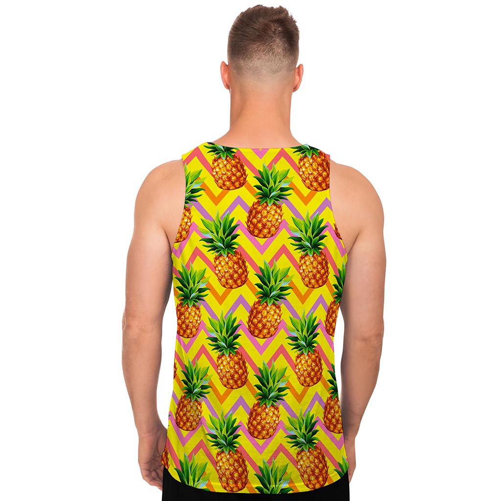 Pastel Zig Zag Pineapple Pattern Print Men's Tank Top