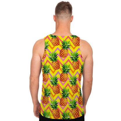 Pastel Zig Zag Pineapple Pattern Print Men's Tank Top