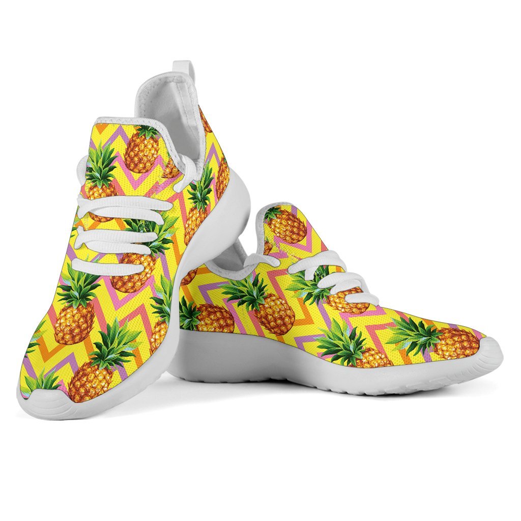 Pastel Zig Zag Pineapple Pattern Print Mesh Knit Shoes GearFrost