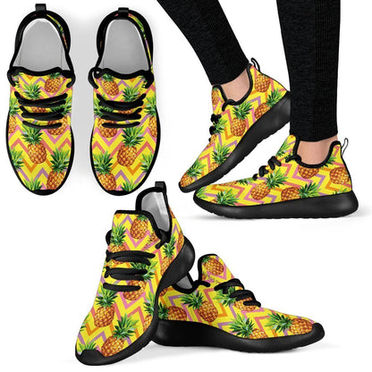 Pastel Zig Zag Pineapple Pattern Print Mesh Knit Shoes GearFrost