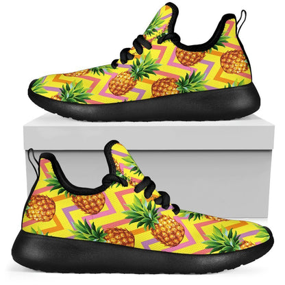 Pastel Zig Zag Pineapple Pattern Print Mesh Knit Shoes GearFrost