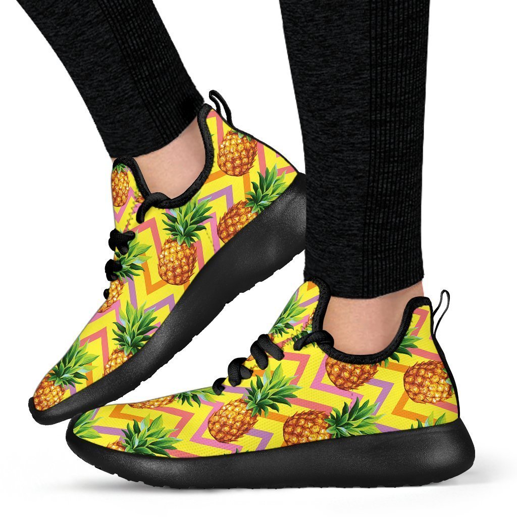 Pastel Zig Zag Pineapple Pattern Print Mesh Knit Shoes GearFrost