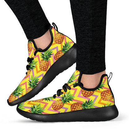 Pastel Zig Zag Pineapple Pattern Print Mesh Knit Shoes GearFrost