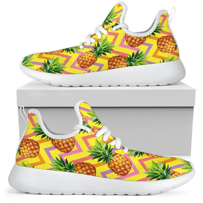 Pastel Zig Zag Pineapple Pattern Print Mesh Knit Shoes GearFrost