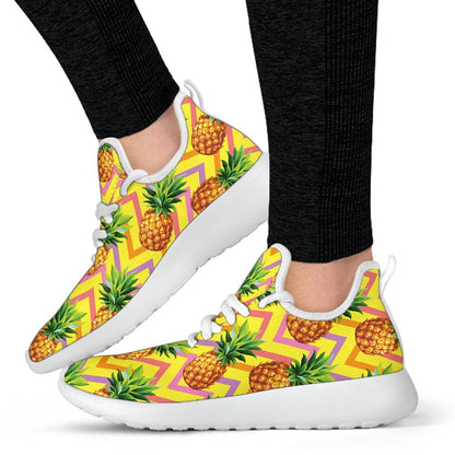 Pastel Zig Zag Pineapple Pattern Print Mesh Knit Shoes GearFrost
