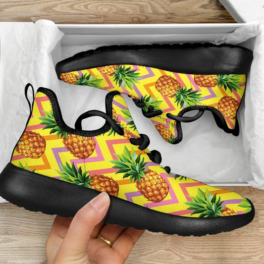 Pastel Zig Zag Pineapple Pattern Print Mesh Knit Shoes GearFrost