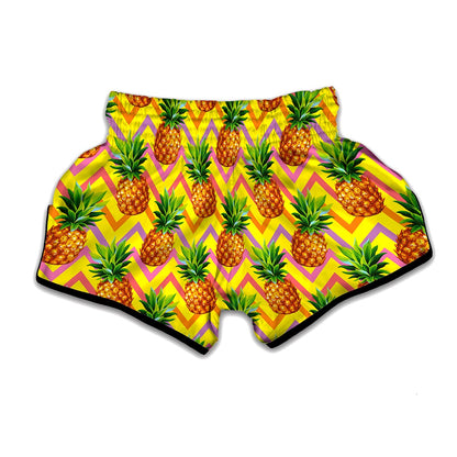 Pastel Zig Zag Pineapple Pattern Print Muay Thai Boxing Shorts