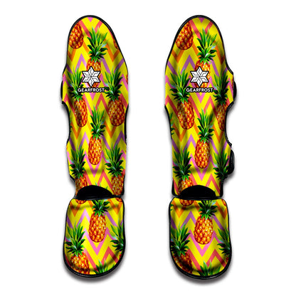 Pastel Zig Zag Pineapple Pattern Print Muay Thai Shin Guard