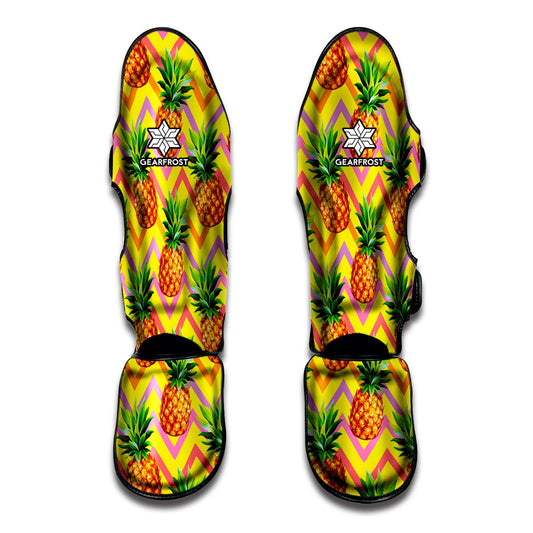 Pastel Zig Zag Pineapple Pattern Print Muay Thai Shin Guard
