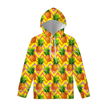 Pastel Zig Zag Pineapple Pattern Print Pullover Hoodie