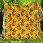 Pastel Zig Zag Pineapple Pattern Print Quilt
