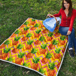 Pastel Zig Zag Pineapple Pattern Print Quilt