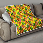 Pastel Zig Zag Pineapple Pattern Print Quilt