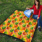 Pastel Zig Zag Pineapple Pattern Print Quilt